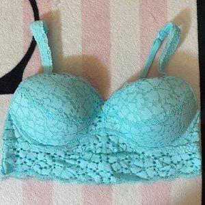 VS Pink Mint Aqua Eyelash Lace Push Up Bralette